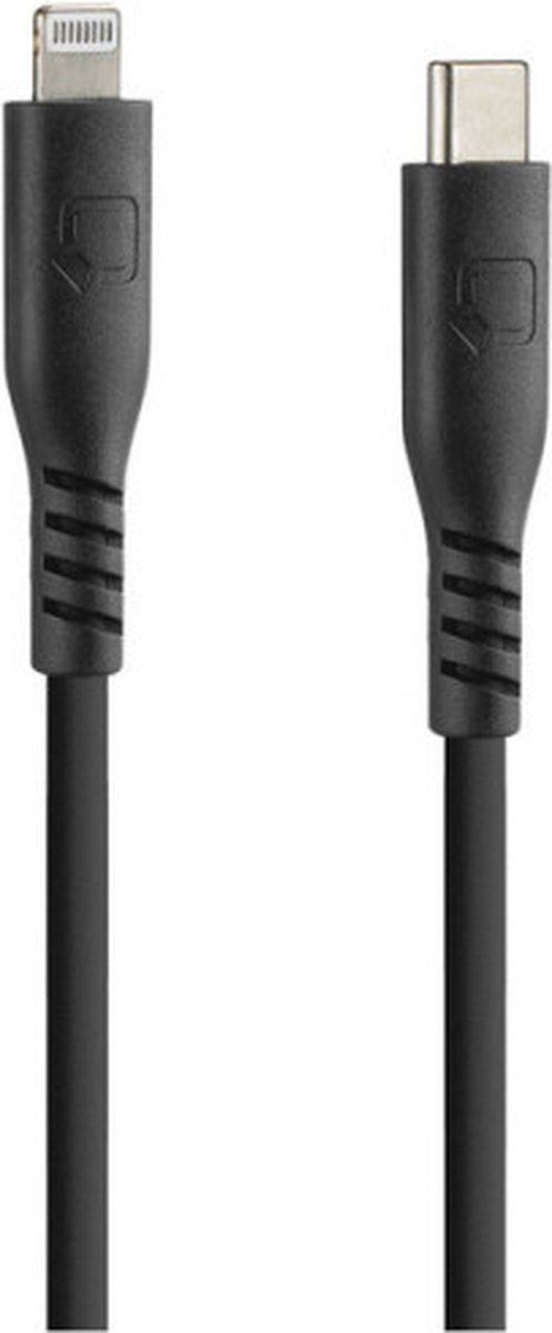 Optiline Siliconen Laad- en Synchronisatiekabel USB-C naar Apple 8pin 60cm – Verstevigde Hals – Zwart