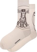 Kunst sokken - Vitruvian Man: Leonardo da Vinci - Sokken Heren 41 46 - Biologisch Katoenen Sokken - funny socks happy - Vrolijke Sokken - Grappige Sokken - Sokken Cadeau