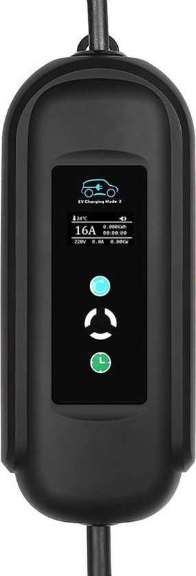 BlackCharge® 3.0 Voordeelbundel (10M) mobiele lader 3.7kW incl. timer - Type 2 naar Schuko Stekker - 16A 1 Fase incl. timer + muurbeugel (zwart) en wandhouder