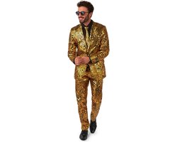 OppoSuits Shiny Star - Heren Pak - Feest Pak - Kerst - Oud en Nieuw - Carnavalskleding - Zwart - Maat: EU 50