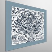 Doodle olijfboom schilderij | Olivijnige kronkelende penseelstreken vormen een Doodle van olijfboomkunstwerk | Kunst - 20x20 centimeter op Dibond | Foto op Dibond