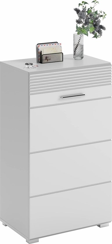 CARO-Möbel Schoenenkast Lennis, schoenencommode met 2 deuren en 4 legplanken, wit