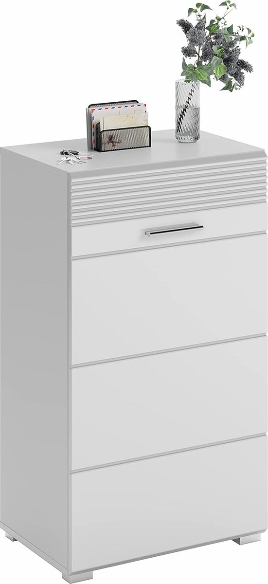 JGS® - Moderne Linus Schoenenkast, Smal Wit, Optimaal Ruimtebesparend Design -