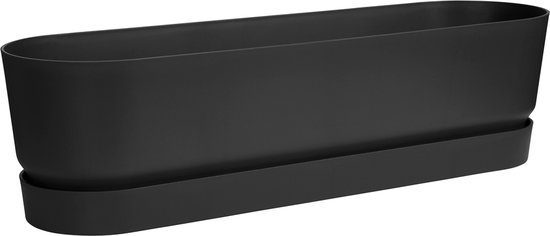 Elho Greenville Long 70 - Planteur pour Extérieur - Ø 69.0 x H 18.5 cm - Living noir