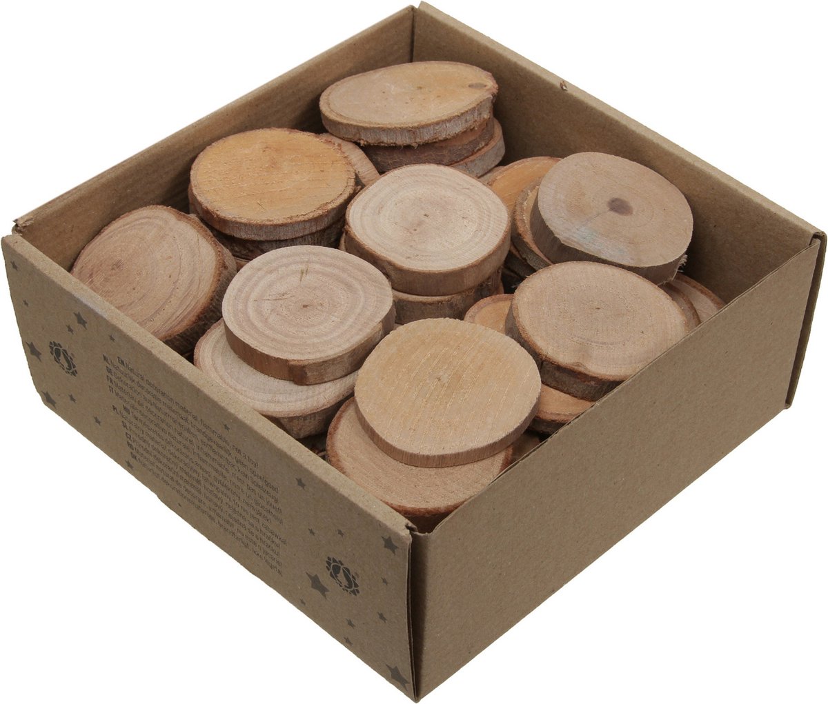 Othmar Decorations Decoratie boomschijfjes - 60x st - 3-7 cm - hout - rond - boomschors