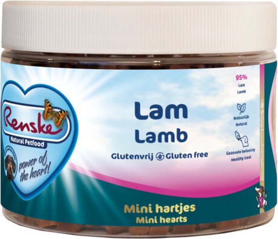 Renske Gezonde Beloning Mini Hartjes Hond Lam 300 gr