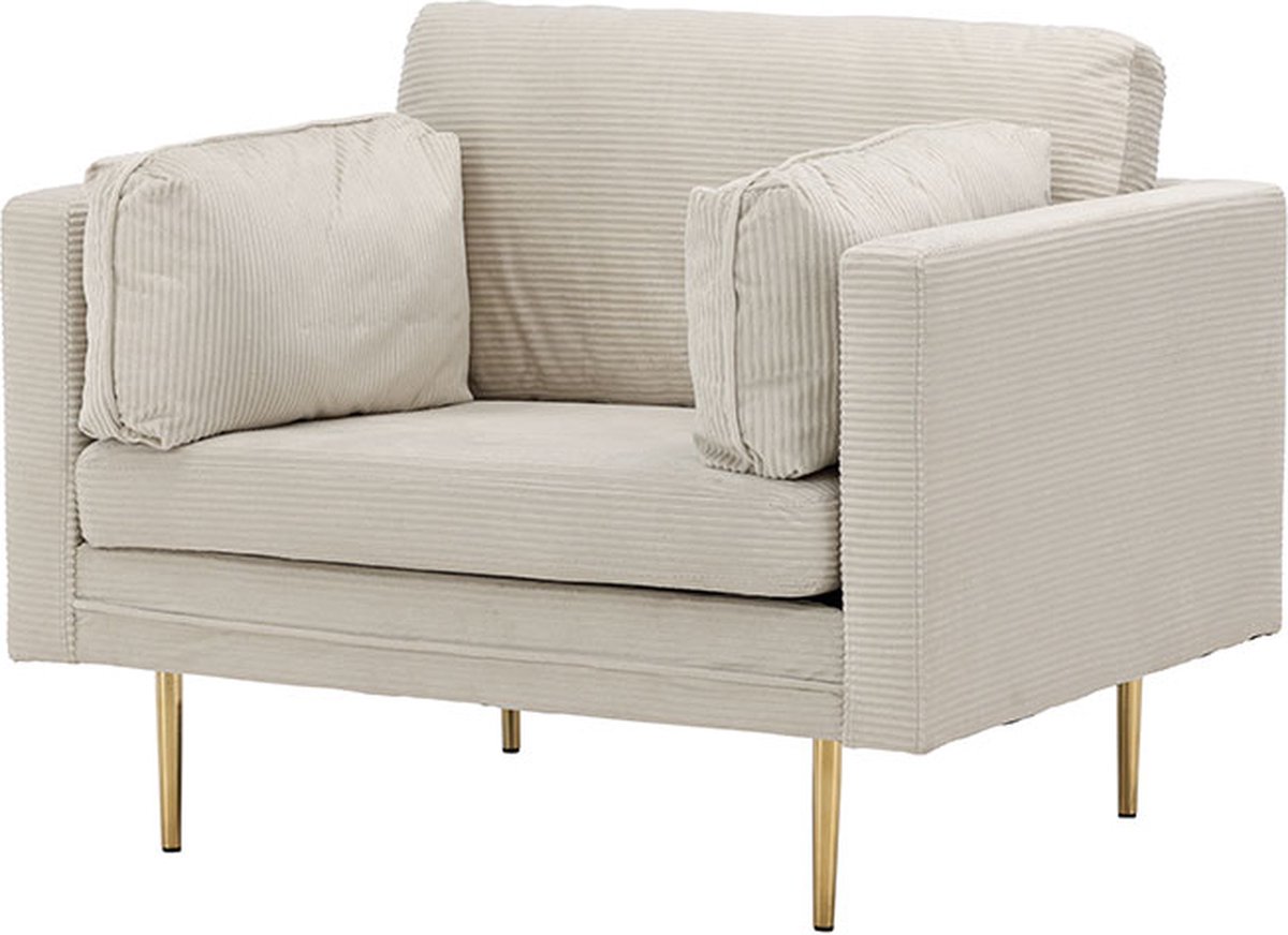 Boom fauteuil fluweel beige.