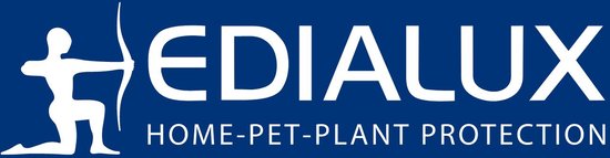 Logo met schutter en tekst "EDIALUX HOME-PET-PLANT PROTECTION"