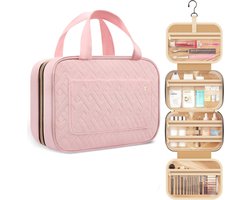 Toilettas Met Haak - Hangende Toilettas - Dames En Heren -Waterbestendig - Make Up Tasje - Beautycase Dames - Toilettas - Toiletzak - Outdoor Reis Toilettas - Travel Organizer Mannen & Vrouwen, Meisje En Kind - Roze - Praktisch & Draagbaar