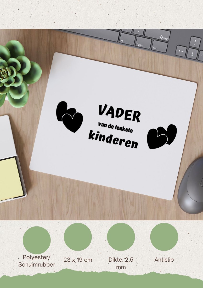 Akyol - vader van de leukste kinderen Muismat - Vader - de leukste papa - vader cadeautjes - vaderdag - verjaardag - geschenk - kado - 23 bij 19 cm