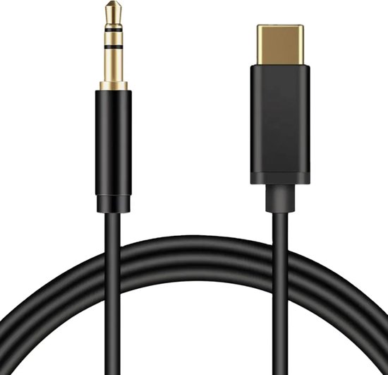 USB C naar AUX - AUX naar USB C - Geschikt voor alle telefoons - USB C naar 3.5mm Jack Audio - Muziek Kabel - Zwart