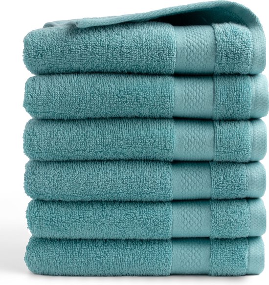 DoubleDry Hotel Handdoeken 50 x 100 cm – Set van 6 – 100% Katoen 500 g/m2 – Zacht & Absorberend - Denimblauw