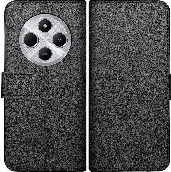 Cazy Hoesje geschikt voor Xiaomi Redmi 14C Hoesje met Pasjeshouder - Bookcase Classic - Zwart