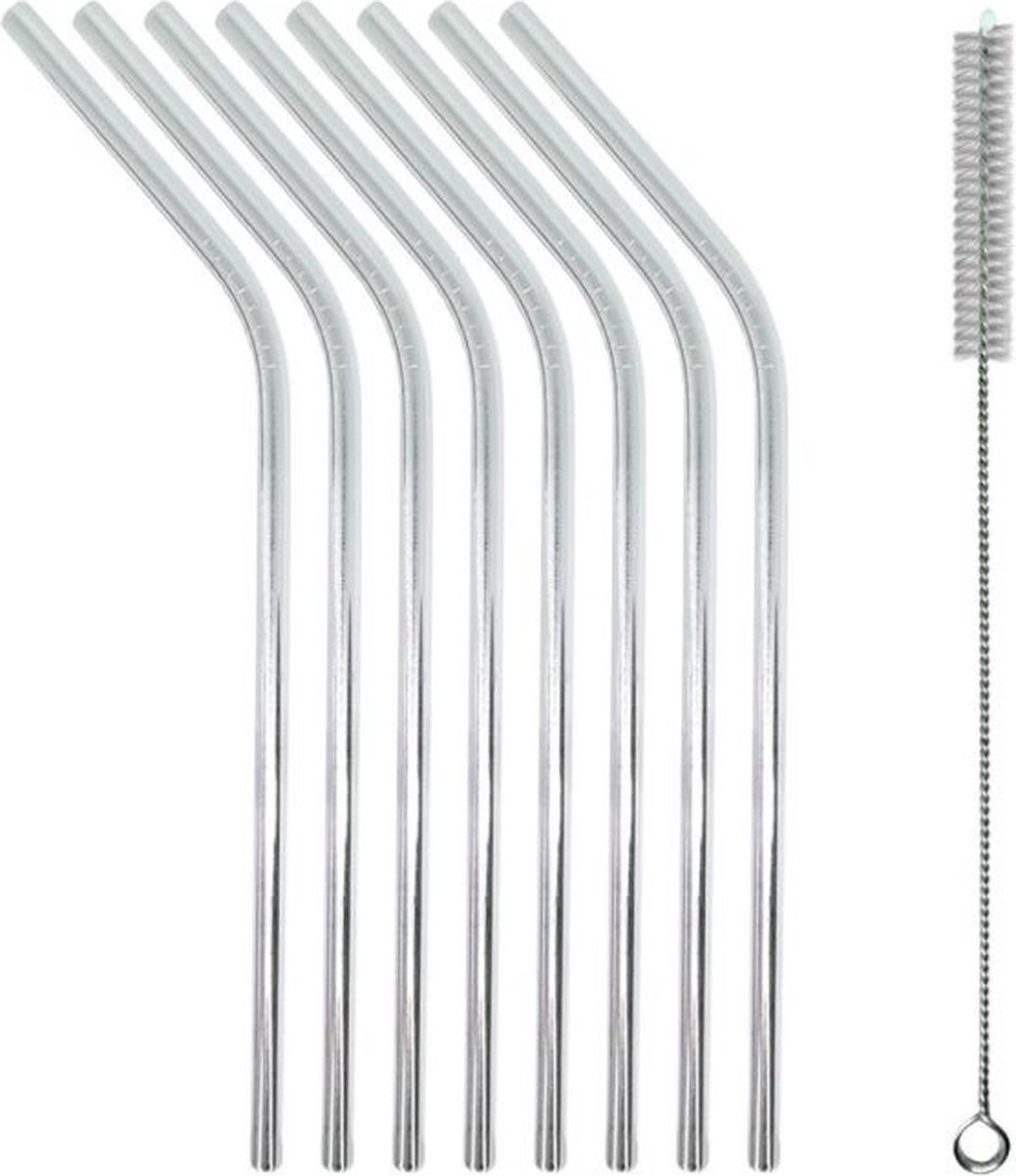 Metalen Rietjes gebogen - 8 Stuks