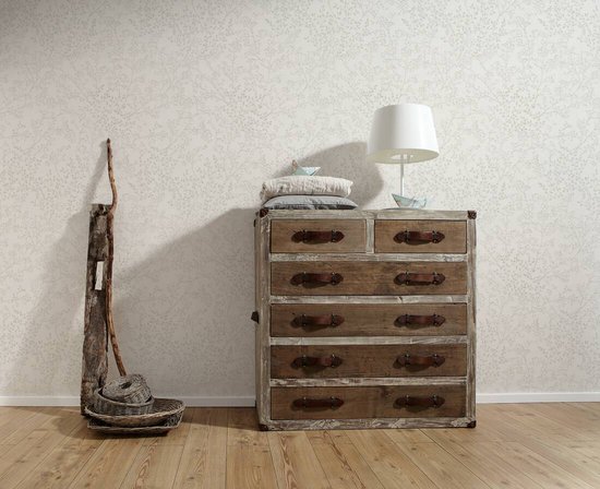 AS Creation Trendwall 2 - FILIGRAPHE BRANCHES ET FEUILLES PAPIER PEINT - fleurs rurales - blanc - 1005 x 53 cm