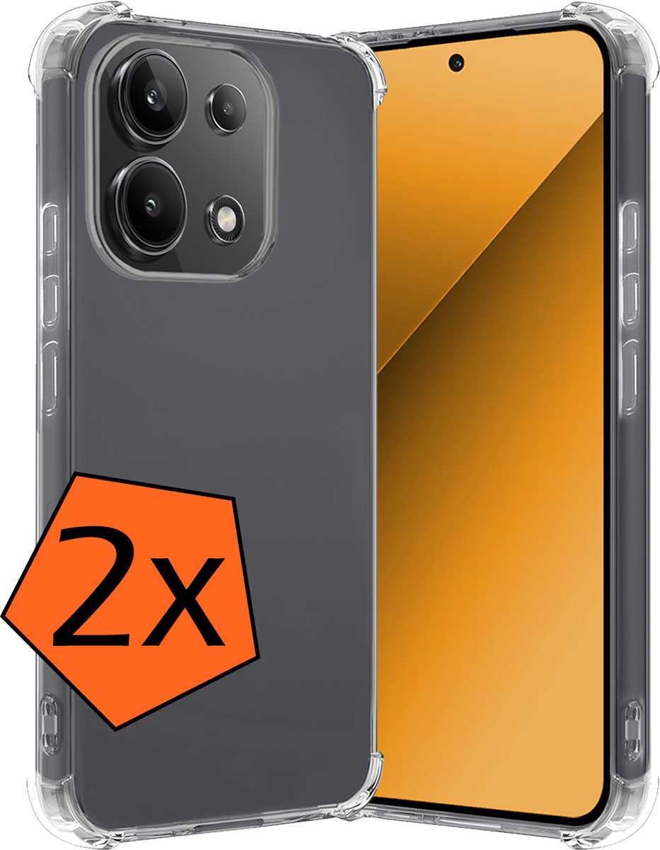 Hoes - 2 Stuks - Geschikt voor Xiaomi Redmi Note 13 4G - Sterk & Shockproof - Siliconen Case - Back Cover - Telefoon Hoesje Shock Proof - Transparant