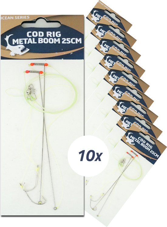 Foto: Eurocatch cod rig 2 haken 5 0 10 stuks kabeljauw onderlijn metalen afhouder zeevissen