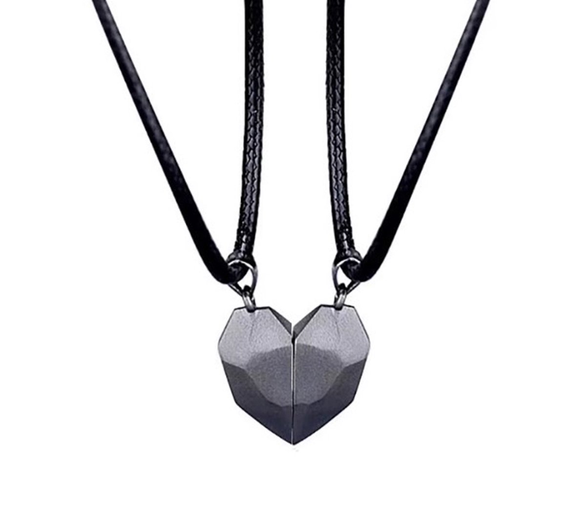 Actie4you® - Hartjes Ketting - Magnetisch - Vriendschap Cadeau - Vriendschapsketting Voor 2 - BFF Ketting - Koppel Ketting - Koppel Cadeau – Deel ketting - Zwart/Zwart