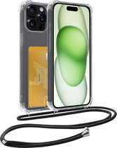Hoes Geschikt voor iPhone 11 Pro Max Hoesje Pas Houder Shock Proof Case Hoes Met Koord - Hoesje Geschikt voor iPhone 11 Pro Max Hoes Met Telefoonkoord Pasjeshouder Cover - Transparant