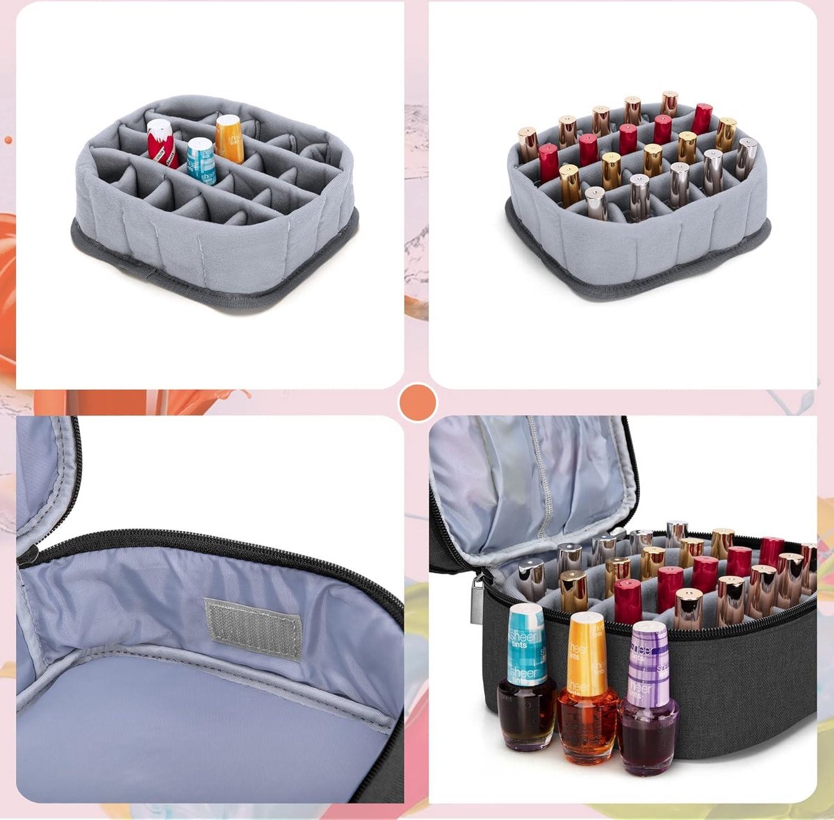 Goedkoopste Opbergkoffer Nagellak Tas Nagellak Houder voor 20 Flessen - Dubbellaagse Opbergkoffer Manicure Zwart nagelstyliste koffer