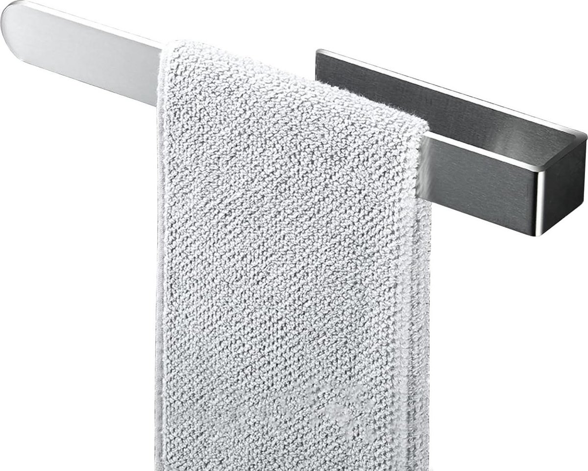 Handdoekhouder zonder boren- zelfklevend- 304 roestvrijstaal- 33 cm- badkamerwand- zilverkleurig- keuken- badkamer vaatdoekhouder