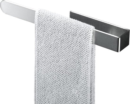 Porte-serviettes sans perçage - autocollant - acier inoxydable 304 - 33 cm - mur de salle de bain - couleur argent - cuisine - porte-torchon de salle de bain
