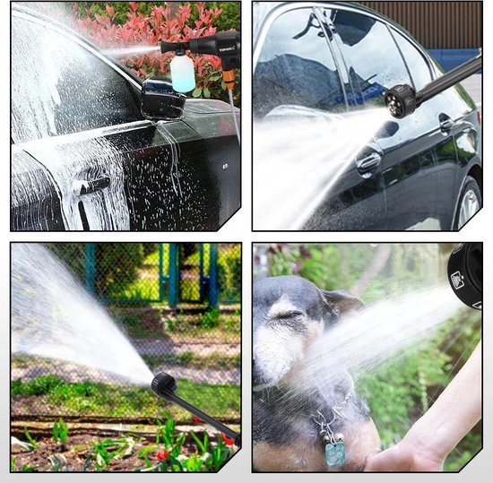 Jeghi® Accu Hogedrukreiniger 6 in 1 - Hoge drukspuit - Cleaner - Tuinslang - Auto Cleaner - max. 200 bar - 3 standen - incl. 5m waterslang — afbeelding 5