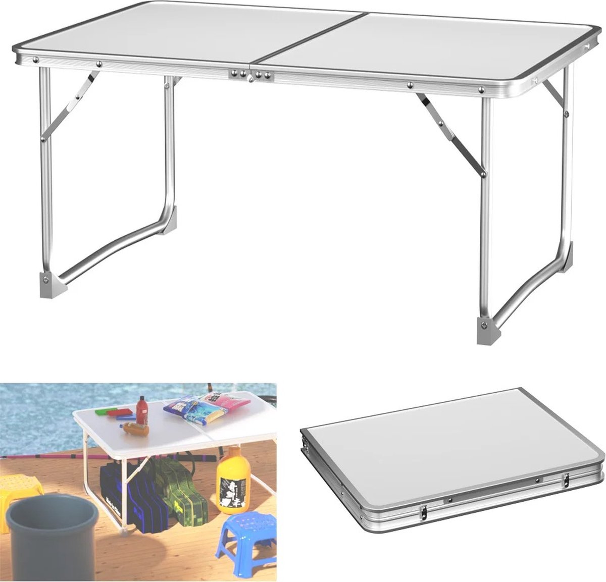 DHN Opvouwbare Picknicktafel - Camping tafel - Aluminium Lichtgewicht - Draagbare tafel - 60X40X26Cm