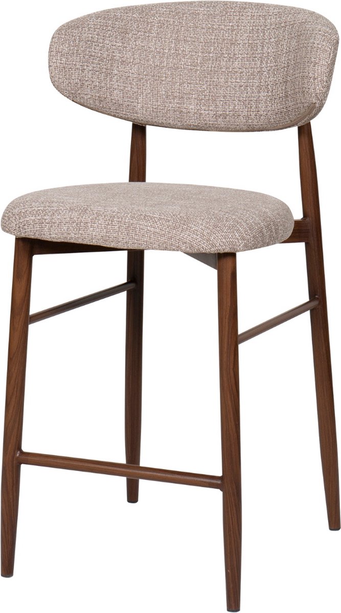 Giga Meubel Barstoel Alexia - Taupe/Walnoot - Set van 2