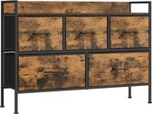 Bol.com Ladekast met 4 laden - opbergkast - dressoir - spaanplaat en MDF - stalen frame - vintage bruin en inktzwart - 29 cm x 9... aanbieding