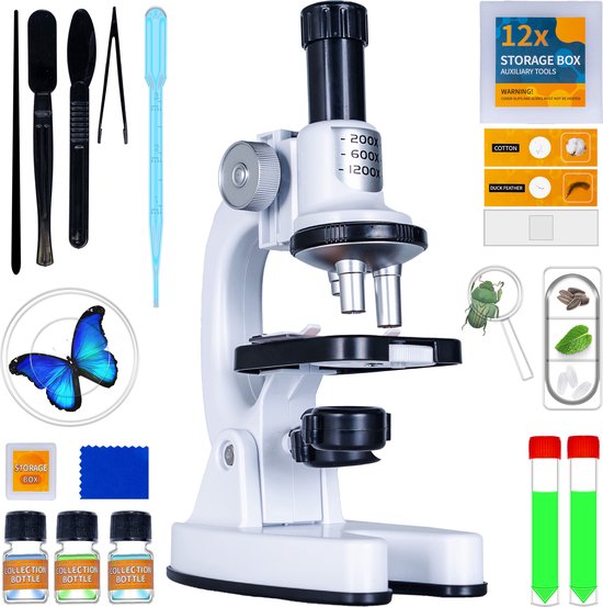 Silvergear Microscoop voor Kinderen - Educatief Speelgoed - Kinder Microscoop Set - 200x Tot 1200x