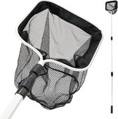 Eurocatch Epuisette Filet de Bassin de Piscine - Robuste - Manche Télescopique 1,80 m - 30x 30 cm - Zwart