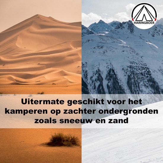Haringboer® Tentharingen - 31 cm U-vorm Sneeuw en Zand Haringen - 8 stuks Zachte Grond Pennen - Lichtgewicht 52 gram per stuk - Aluminium (7000-series) Haringen Tent - Zachte Ondergrond - Inclusief Trekkoord en Haringzak van Haringboer® — afbeelding 3