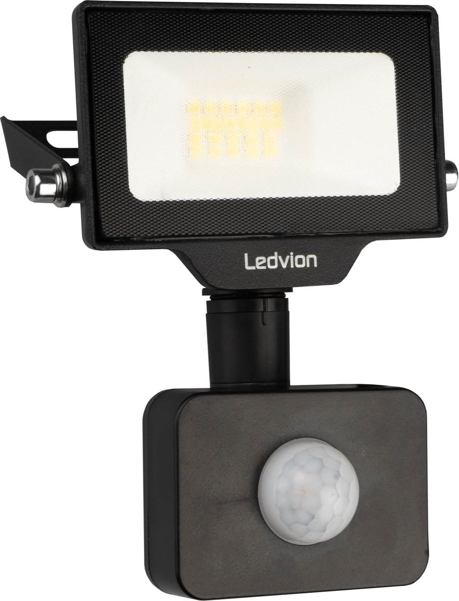 Ledvion - LED Breedstraler met Bewegingssensor - 10W - 4000K - 1100L - IP44