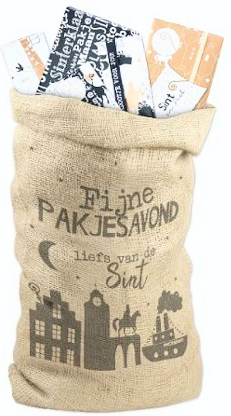 Jute zak Fijne Pakjesvond - sinterklaas - zak - pakjesavond - cadeauzak - zak van sinterklaas - jute - sint - piet - 5 december