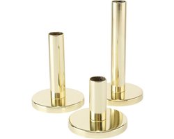 Boltze - Kaarsenhouders Malko - Set/3 - Kandelaars - Glazend - Goud - Metaal - 8,12,16cm hoog