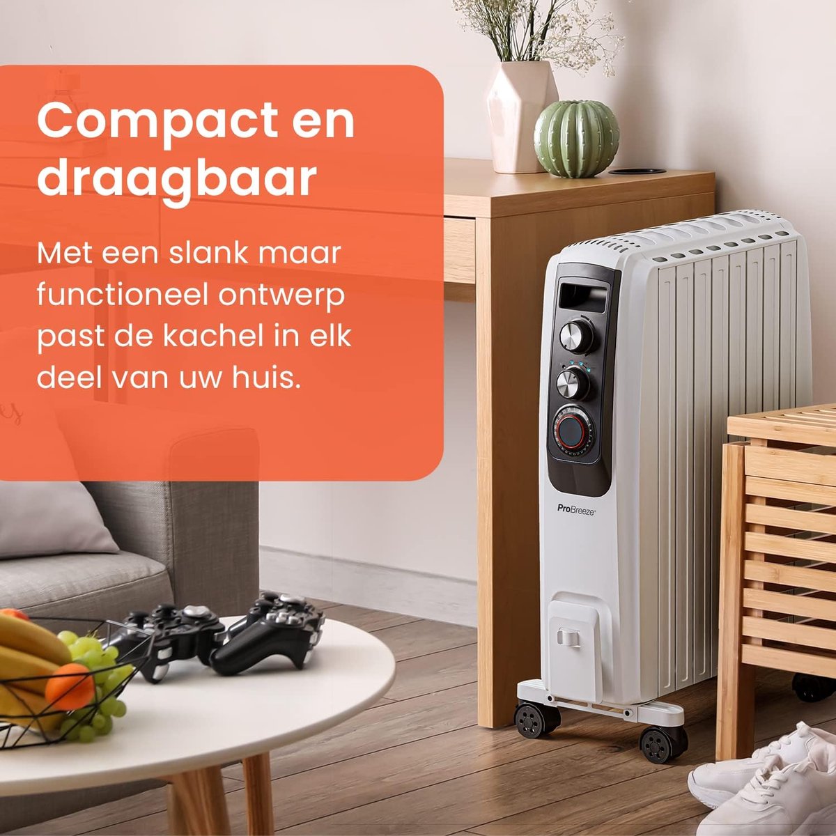 Pro Breeze 2000W Elektrische Verwarming tot 32 m2 - Olieradiator incl. Afstandsbediening, LED-Scherm, Ingebouwde Timer, 4 Warmtestanden, Thermostaat, Veiligheidsuitschakeling - Wit – foto 7