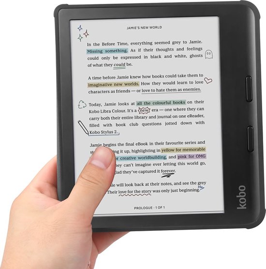 Cazy hoes geschikt voor Kobo Libra Colour / Tolino Vision Color - E-reader Folio Hoes - Zwart van Cazy — afbeelding 2