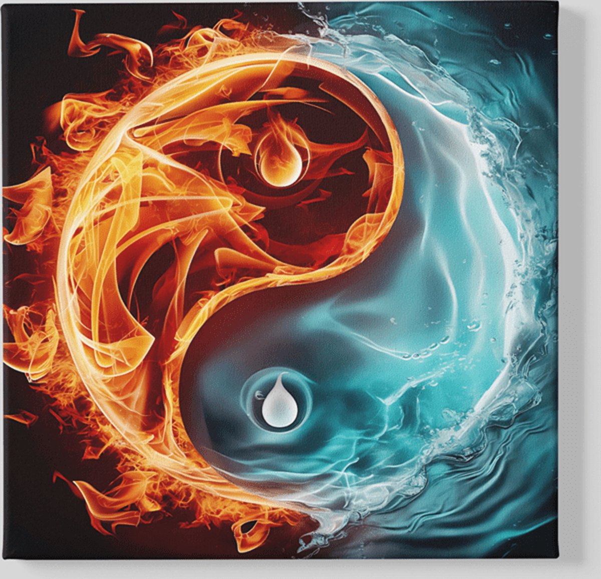 Trendex Global Vierkant Canvas Schilderij - Yin en Yang - Abstract - 60x60x2 cm Meerkleurig