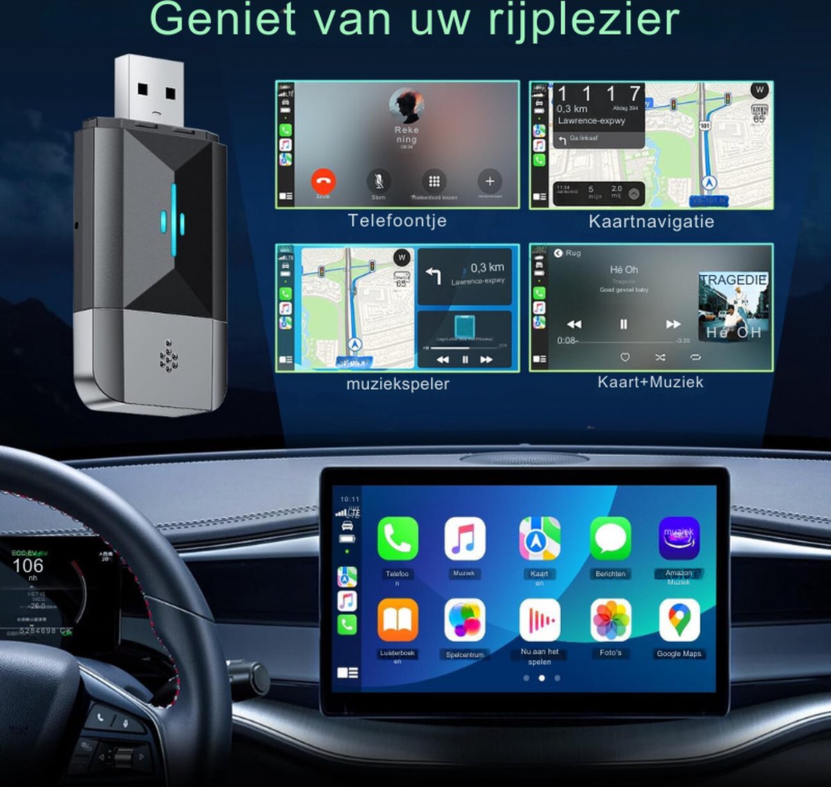INF 2-in-1 Draadloze CarPlay & Android Auto Adapter: Naadloze Auto