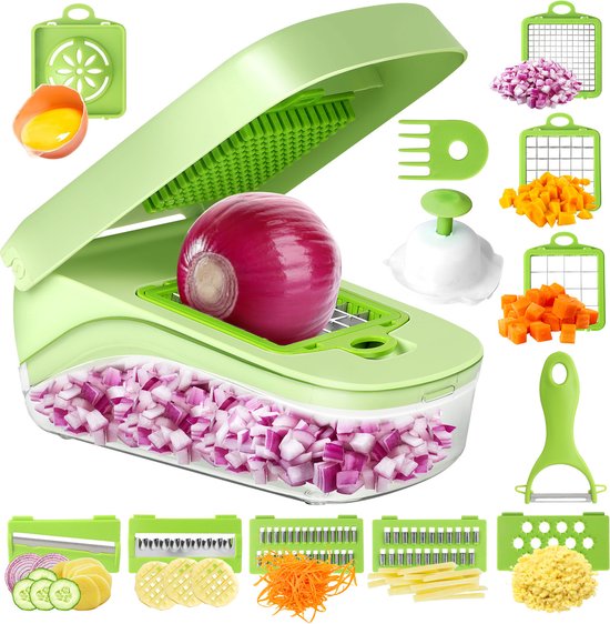 Foto: Mcboson groentesnijder 17delig set slicer dicer frietsnijder incl schilmes incl eierscheider wordt geleverd met schoonmaakvork en opbergdoos