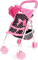Bol.com Bayer Design - Poppenbuggy met dak dubbele wielen harnas geïntegreerde mand tas aankleedkussen poppenaccessoires aanbieding