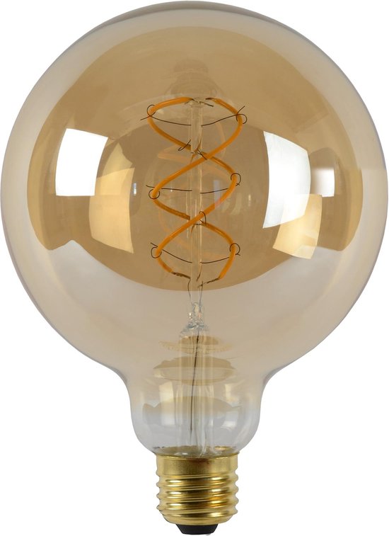 Ampoule LED Lucide - Lampe à incandescence - Ø 12,5 cm - LED Dim. - E27 - 1x5W 2200K - Ambre