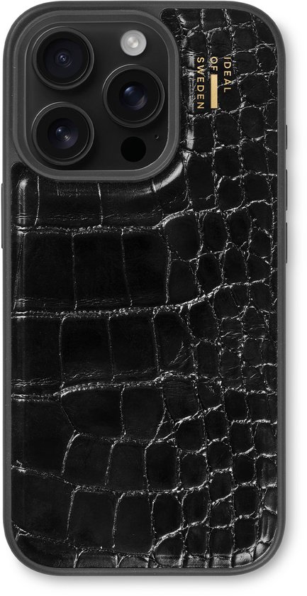 iDeal of Sweden Vegan Leather Backcover voor de Apple iPhone 16 Pro - Black Croco