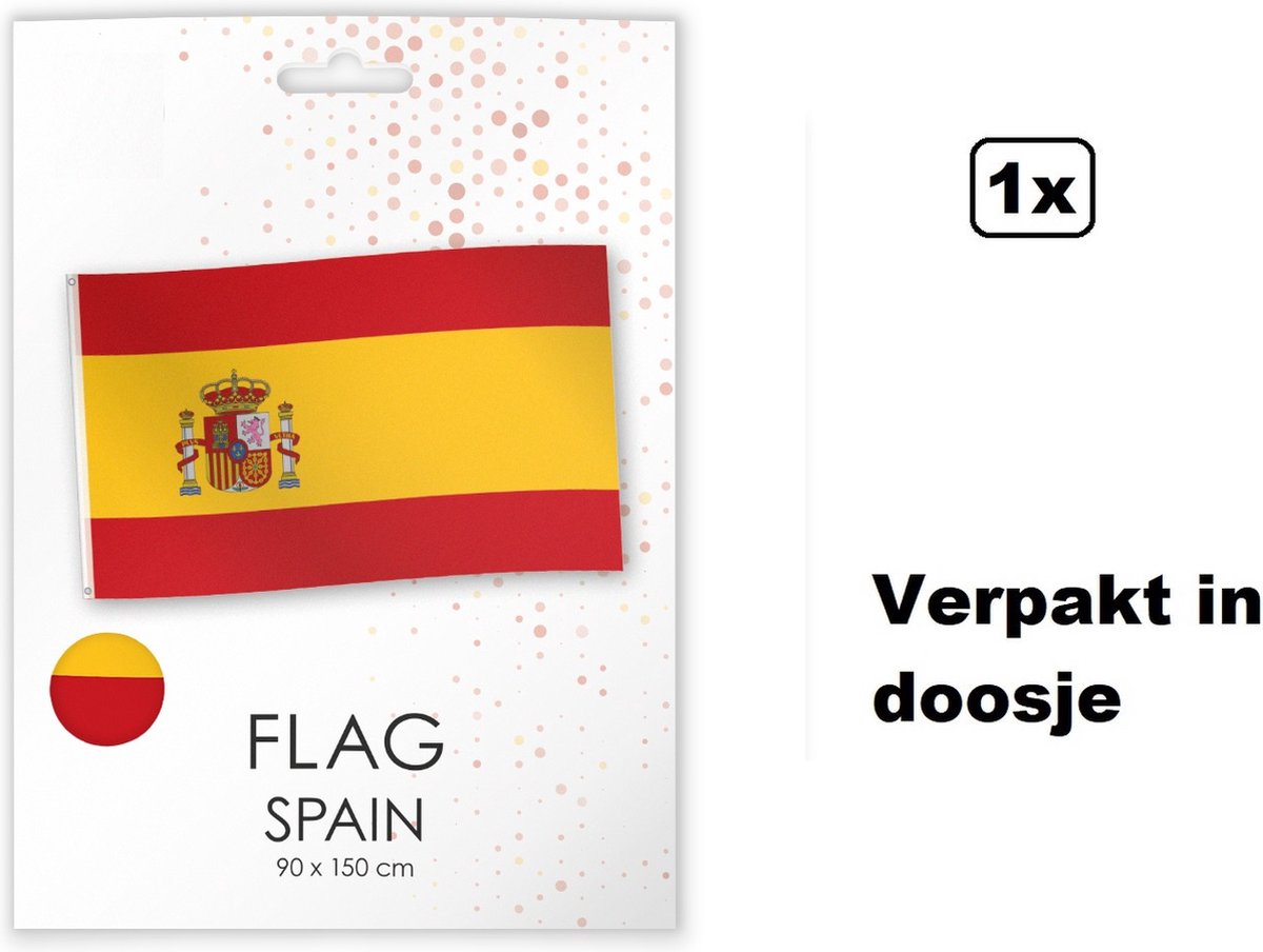 Vlag Spanje 90cm x 150cm - Merk Wefiesta - netjes verpakt in doosje - Landen Spain national EK WK voetbal hockey sport festival thema feest
