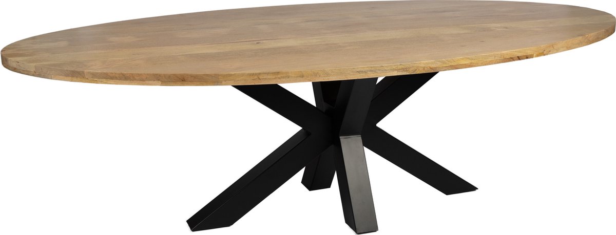 Ovale Eettafel - 260cm - Dik frame - Naturel - Mangohout