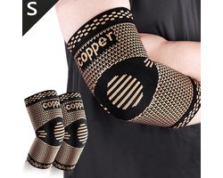 DOWO ® - Elleboog Brace - Tennisarm Brace - Koper - Brace Elleboog - Arm brace – Tenniselleboog – Armbrace - Elbow Sleeve – Sportbrace - Onderarm spalk – Zwart – 2 Stuks - S
