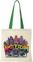Sac en toile - Maisons du canal Amsterdam et vélos vert