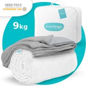 CozySense® Verzwaringsdeken 9kg - 140x200cm - Zwaartedeken met Wasbare Hoes - Weighted Blanket met GLASS-Flow® Drukverdeling - Grijs