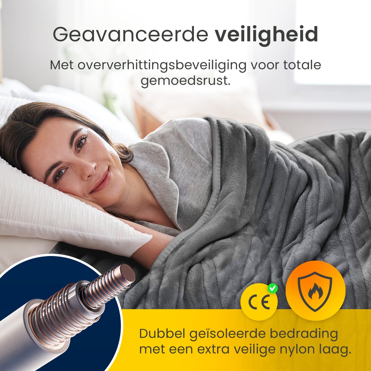 Cosi Home – Luxe Elektrische Deken – 180 x 130 cm Warmtedeken met 10 Warmtestanden, 10-Uurs Timer en Oververhittingsbeveiliging – Machinewasbaar – Grijs – foto 5
